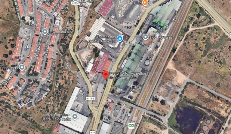 Vista de satélite da Pedro Porto em Santa Iria de Azóia, junto à N10